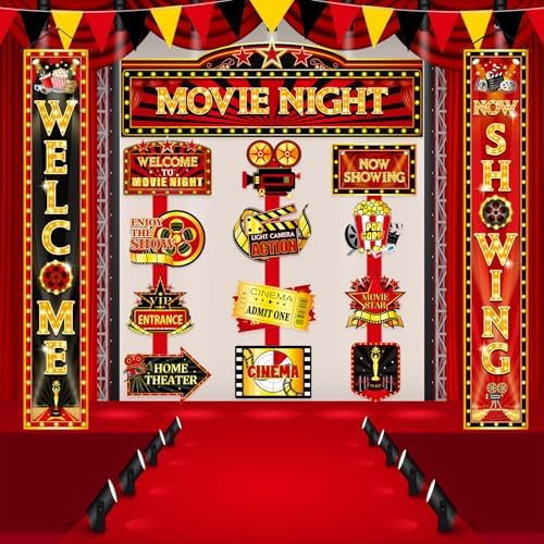 ShinyRelief Movie Night Decorations Set 14 Pcs