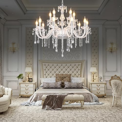 MALOSA 15 Light Crystal Chandelier for High Ceilings