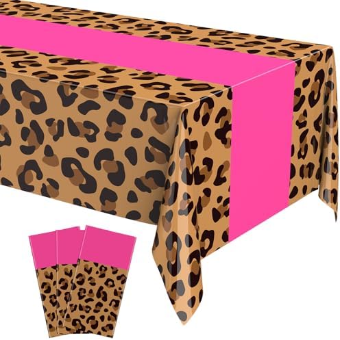 Buryeah Leopard Print Tablecloth Pink 54x108