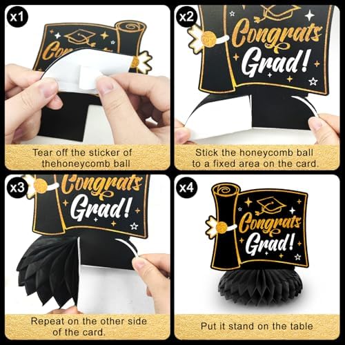 Graduation Honeycomb Decorations 9pcs Set