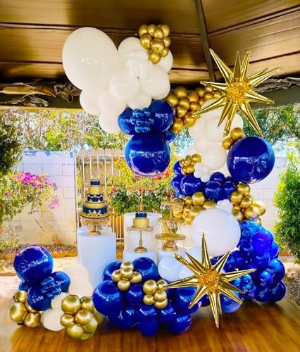 Royal Blue and Gold Balloon Garland Arch Kit 156Pcs