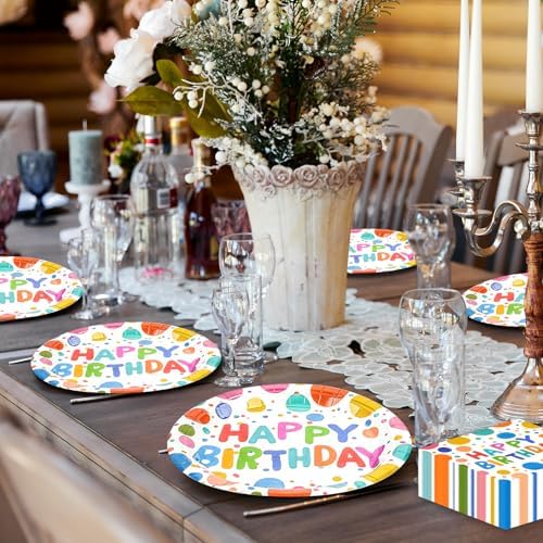 40PCS Happy Birthday Plates and Napkins Set