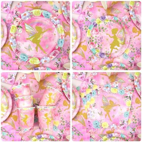 Fairy Party Tableware Set 20 Plates Cups Napkins for 20 Guests