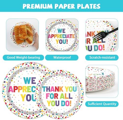 96Pcs Thank You Party Plates Napkins Decor Set