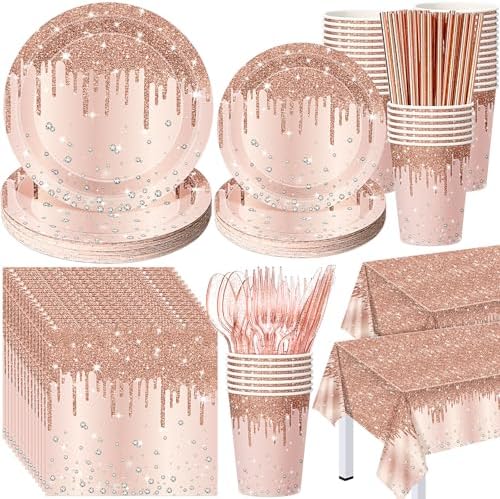 452 Pcs Rose Gold Party Supplies for Birthday Decorations