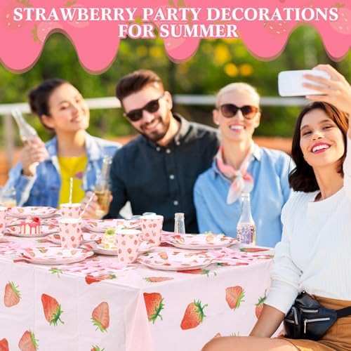 452 Pcs Strawberry Party Decor Set Plates Napkins Cups