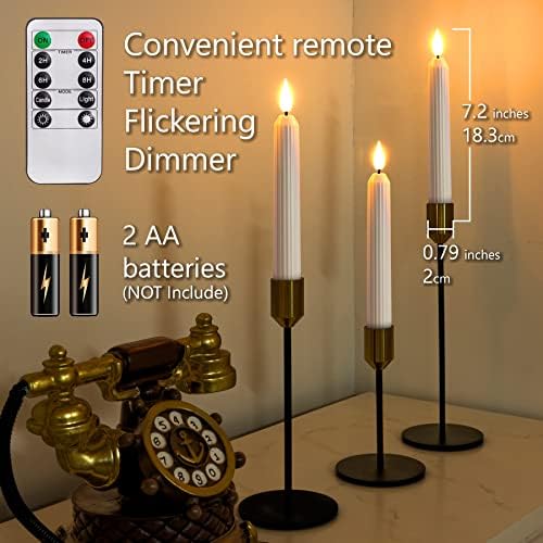 5plots 6-Pack White Flameless Taper Candles with Timer and Remote