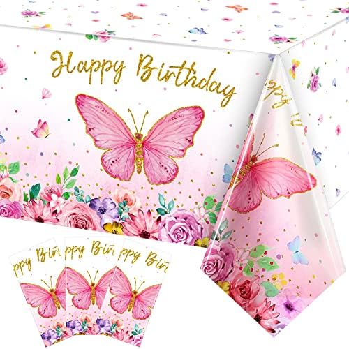 Tegeme Butterfly Birthday Tablecloth Set