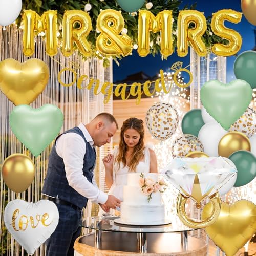 Sage Green and Gold Engagement Party Decor Set