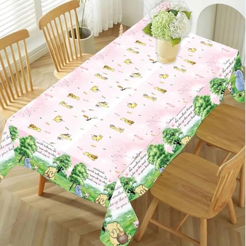 12PCS Pink Winnie Bear Tablecloth Baby Shower Decor