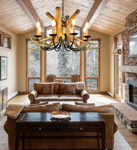 Debemenes Rustic Antler Chandelier 8 Lights 29 Inch
