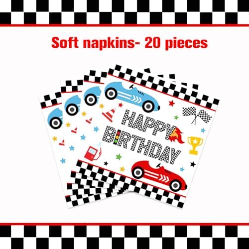XXDecor 80 Pcs Race Car Birthday Party Plates