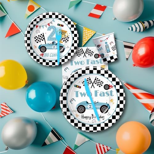 Race Car Party Tableware Set for 2nd Birthday