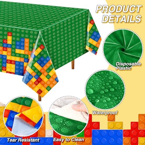 Oudain 4 Pcs Green Building Block Tablecloths