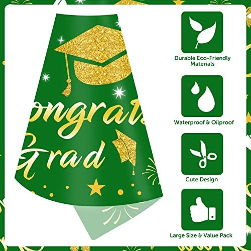 CESOF Graduation Tablecloth Decor 3 Pack Green 54x108 Inch