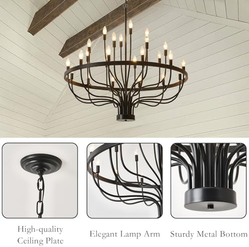 BAOURE 24 Light Farmhouse Candle Chandelier