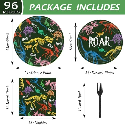 96 Pcs Dinosaur Party Supplies for Kids Birthday