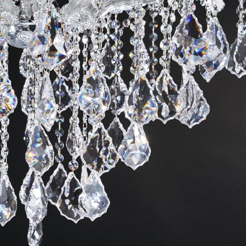 BEIRIO Sliver K9 Crystal 24-Lighting Chandelier for Living Room