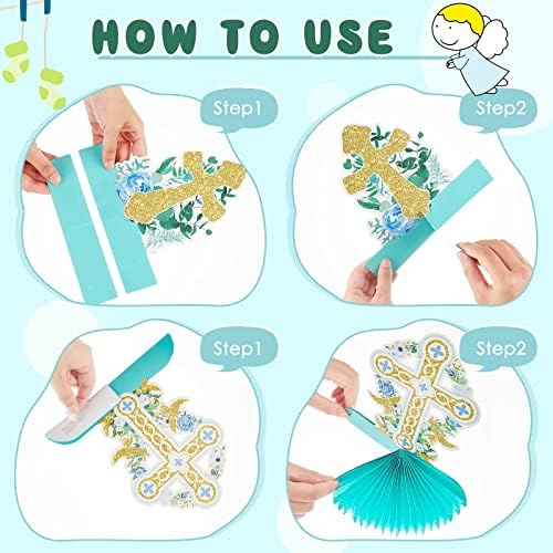 10 Pcs Light Blue Baptism Centerpieces with Glitter