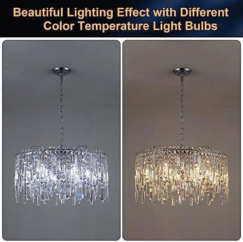 Modern Round 24 Inch Crystal Chandelier with 8 Lights