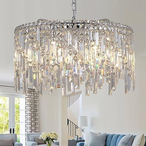 Modern Round 24 Inch Crystal Chandelier with 8 Lights