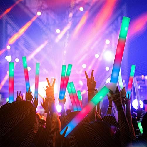 100 Pack LED Glow Sticks with 3 Modes for Parties