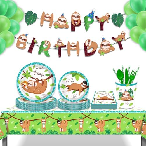 Animal Sloth Themed 3Pcs Tablecloths for Birthday Parties