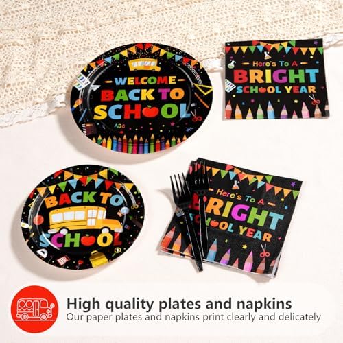 Grencian 96Pcs Back to School Paper Plates Decorations