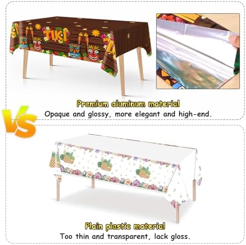 3Pcs Foil Tiki Tablecloths 54 x 108 Inches