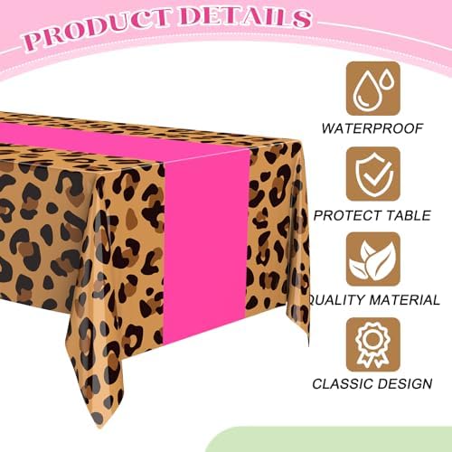 Buryeah Leopard Print Tablecloth Pink 54x108
