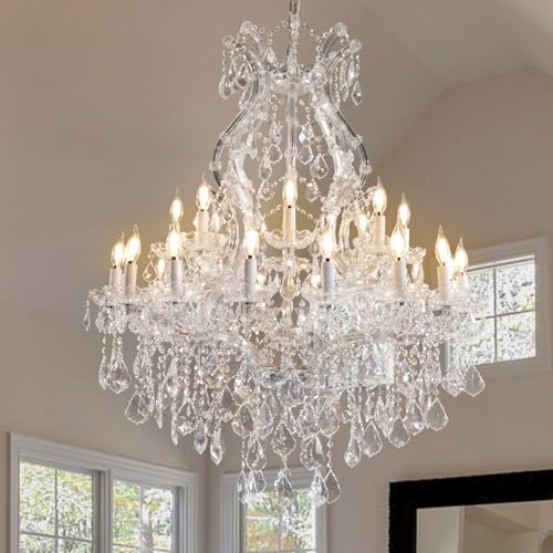 BEIRIO Sliver K9 Crystal 24-Lighting Chandelier for Living Room