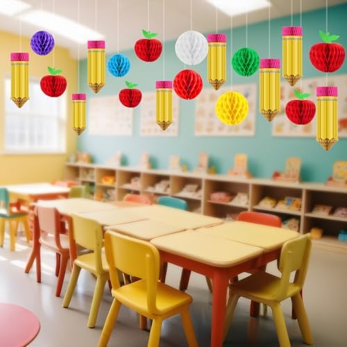 24 Pcs Back to School Hanging Pencil Decorations Set