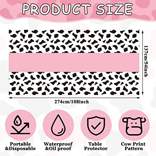 Whaline 3 Piece Pink Cow Print Table Cover Set