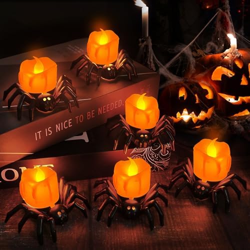 FOIMAS Halloween Spider Flameless Candles 6 Pack