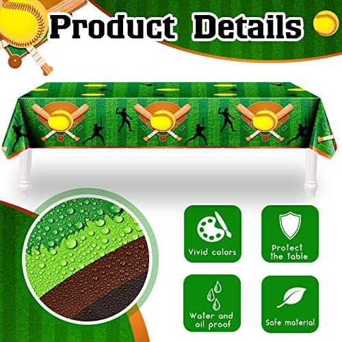 Patelai Softball Tablecloths 86 x 51 Inch 3 Pack