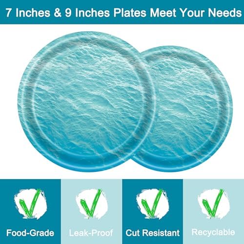 96 Pcs Ocean Themed Plates and Napkins Party Set