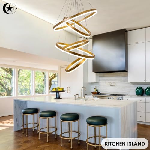 5-Rings Modern LED Chandelier Gold Dimmable with Remote Control