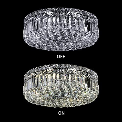 CEENLI 6-Lights Crystal Flush Mount Chandelier