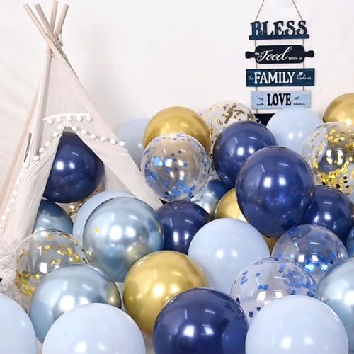 Navy Blue Gold Balloon Set 60 Pack 12 Inches