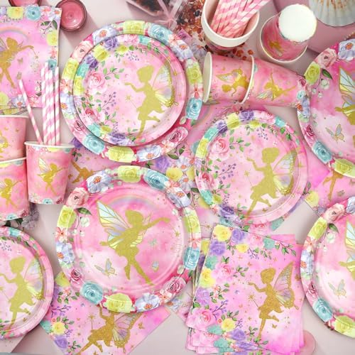 Fairy Party Tableware Set 20 Plates Cups Napkins for 20 Guests