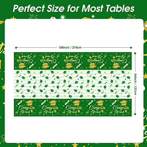 CESOF Graduation Tablecloth Decor 3 Pack Green 54x108 Inch