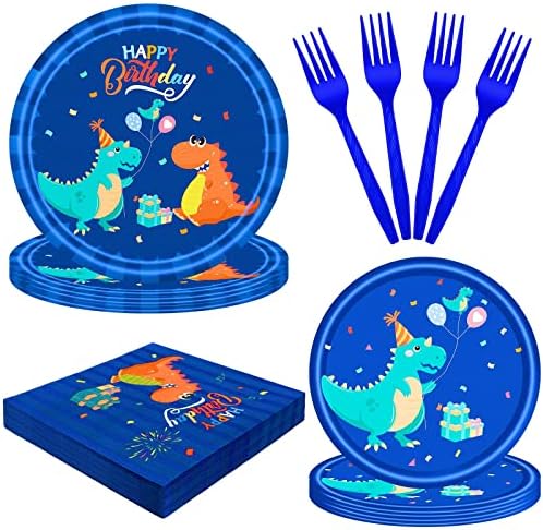 96 Pc Dinosaur Party Tableware Set for 24 Guests