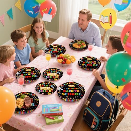 Grencian 96Pcs Back to School Paper Plates Decorations