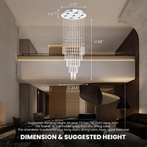 Modern Crystal Chandelier for High Ceiling Foyer Entryway