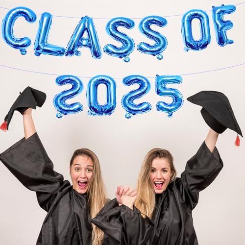 16 Inches Class of 2025 Graduation Balloons Banner Set Blue