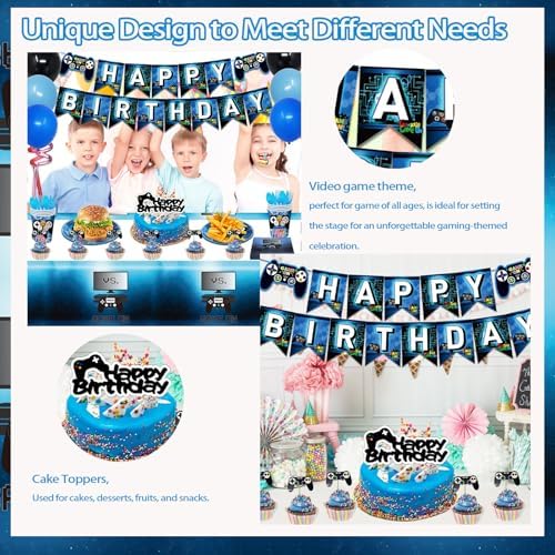Video Game Themed Birthday Party Decorations Set