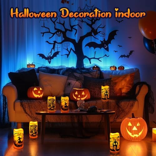 Linkax Halloween Flameless Candles with Decals 3 Pack