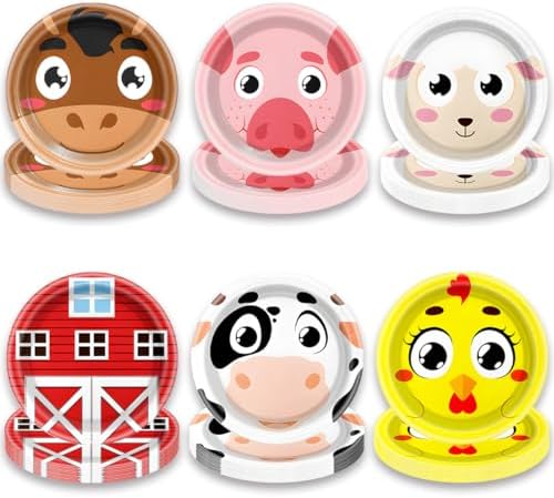 Farm Animal Themed Disposable Plates 60 Count Set