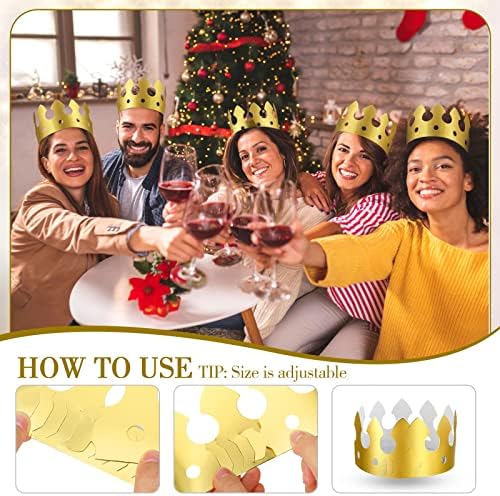 Crtiin 200 Pcs Gold Paper Crowns for Birthday Party Headwear