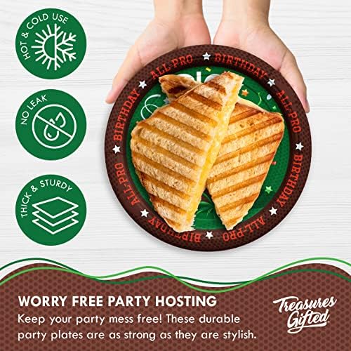 Treasures Gifted Football Birthday Plates 8 Count 9 Inch